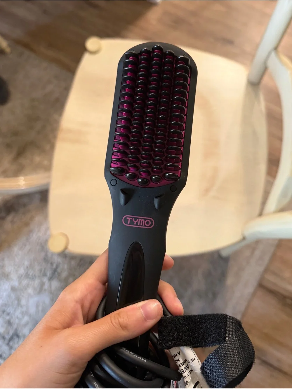 Tymo Pink & Black Heated Straightening Brush - Women Hair Styling
